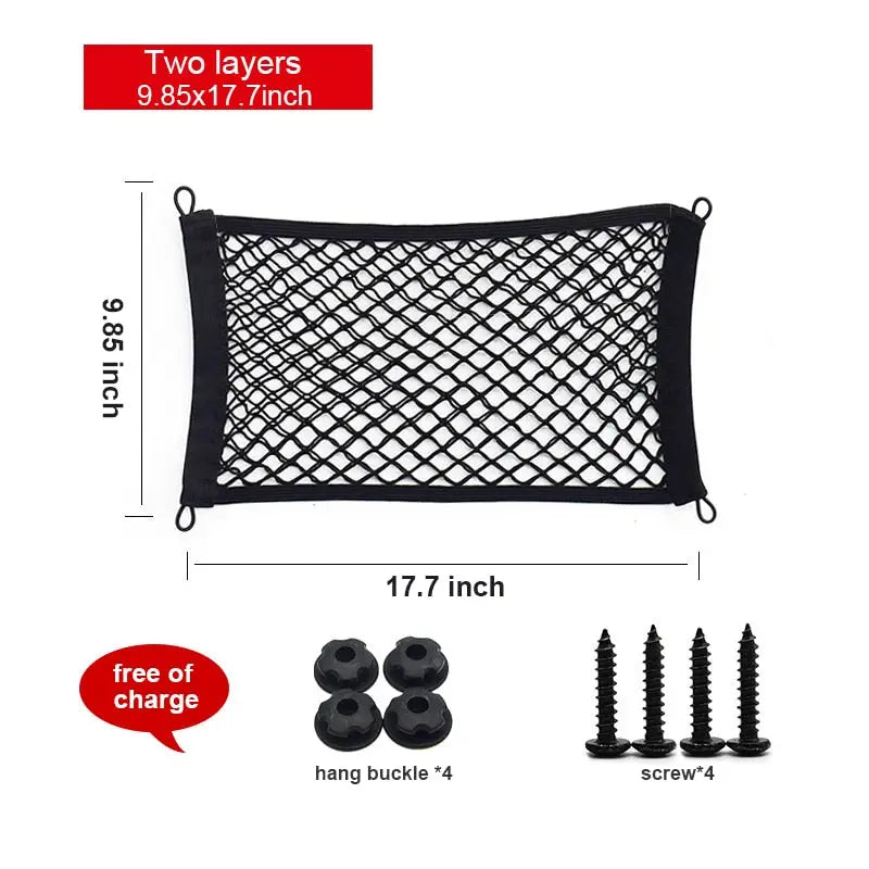 a black net bag with screws and screws