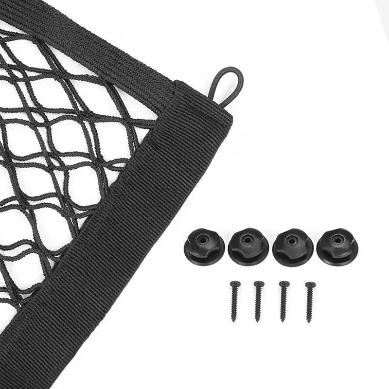 a black net bag with two screws and two screws