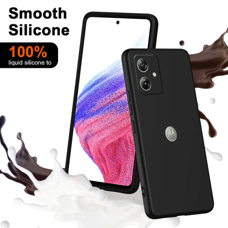 Black silicone phone case with camera cutouts and a Motorola logo.