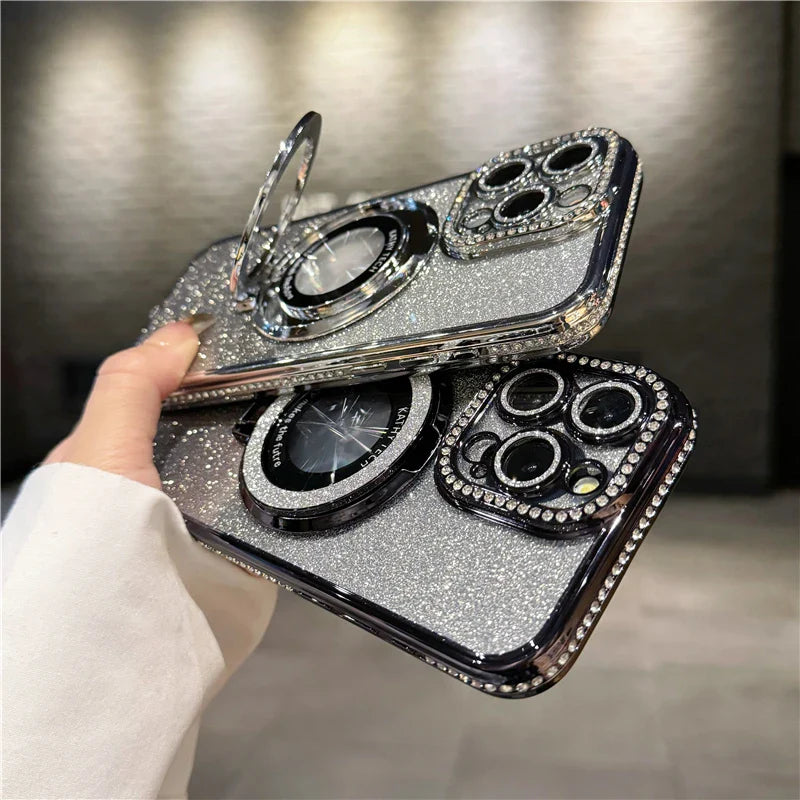 a black and silver case with a camera inside