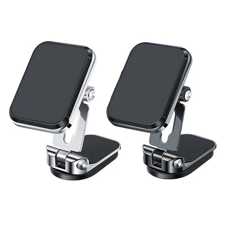 two black and silver metal stand for apple watch