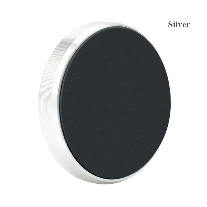 a black and silver metal knob with a white background