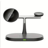 Black and silver multi-device charging stand.
