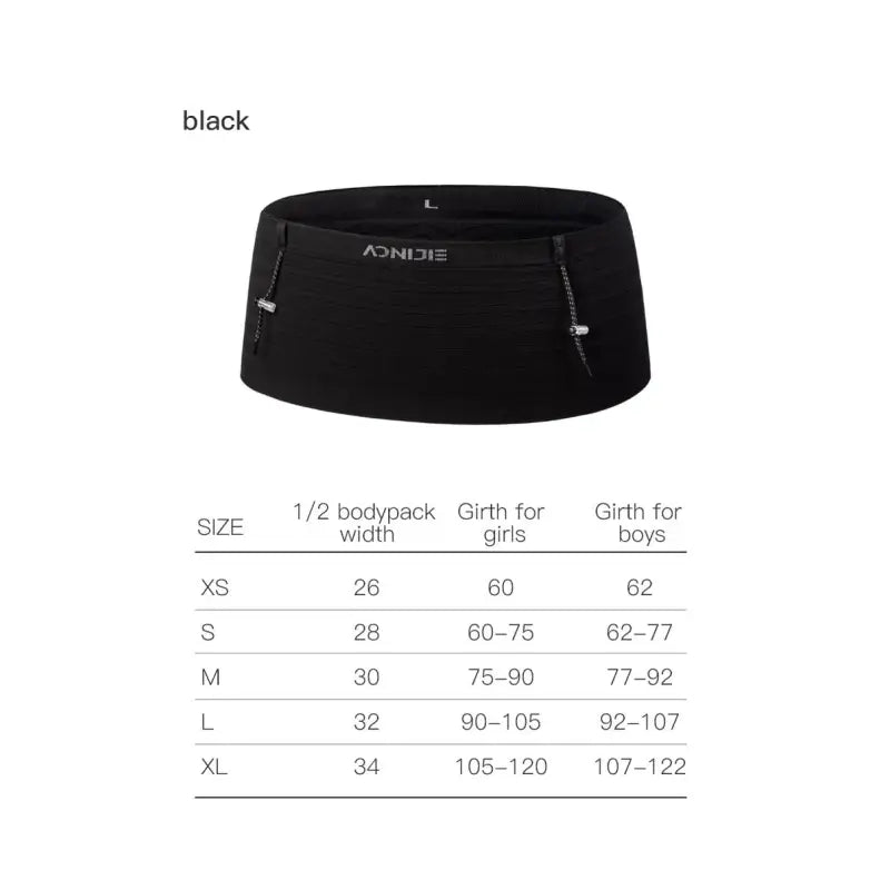 a black waist belt with the measurements of the waist