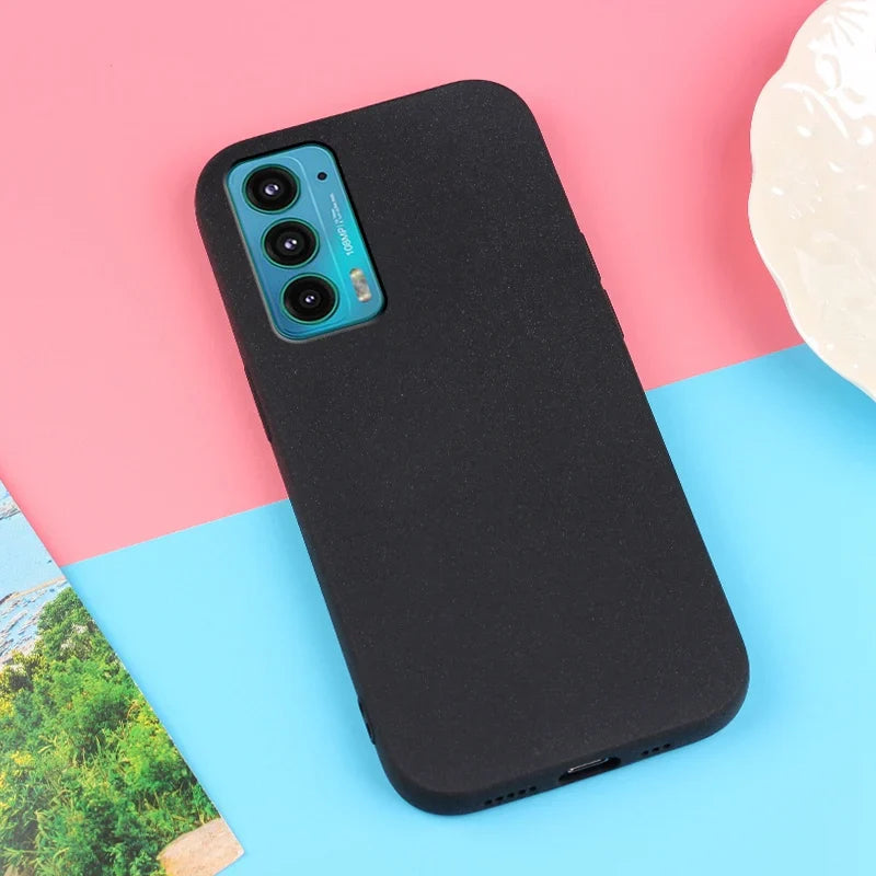 Black smartphone case with a blue triple-camera cutout.