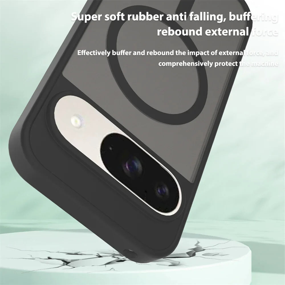Black smartphone case with a camera cutout and magnetic ring.
