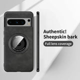 Black smartphone case with a circular camera cutout and lens protection feature.