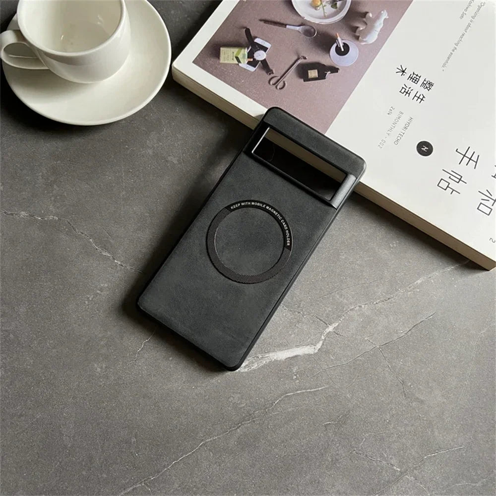 Black smartphone case with a circular cutout on the back.