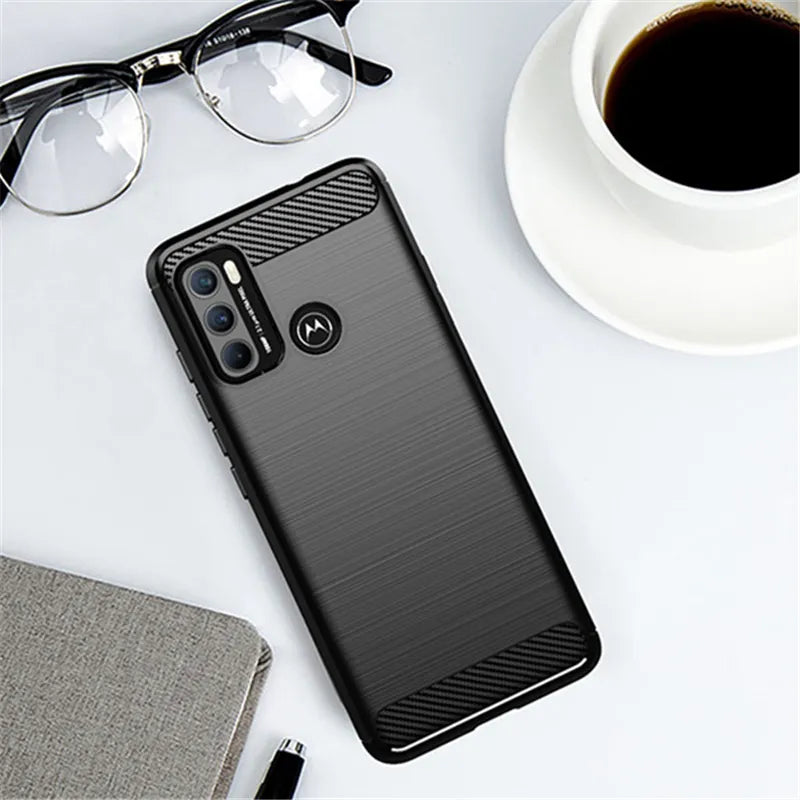 Black smartphone case with a textured design and camera cutouts.