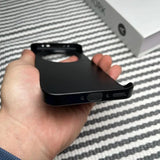A black smartphone case with a textured back and precision cutouts for ports and buttons.