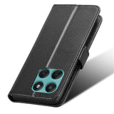 Black textured phone wallet case with a quad-camera cutout and magnetic closure.