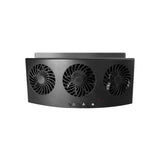 a black fan with three fans on it