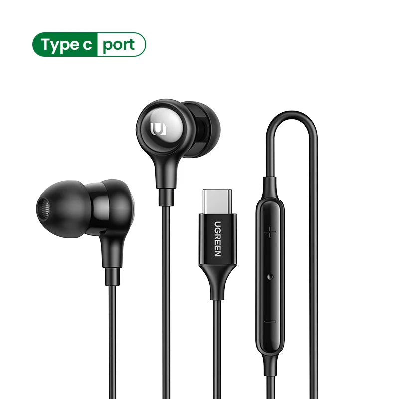 Black Type-C port earphones.