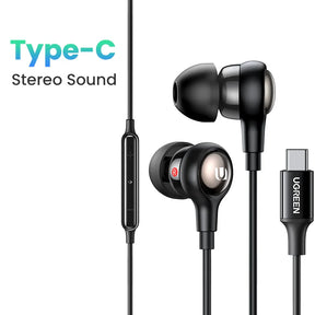 Black Type-C stereo earbuds.