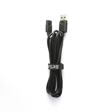 Black USB cable with a cable tie.