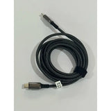 A black usb cable with a white cord