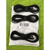 A black usb cable with a white cord