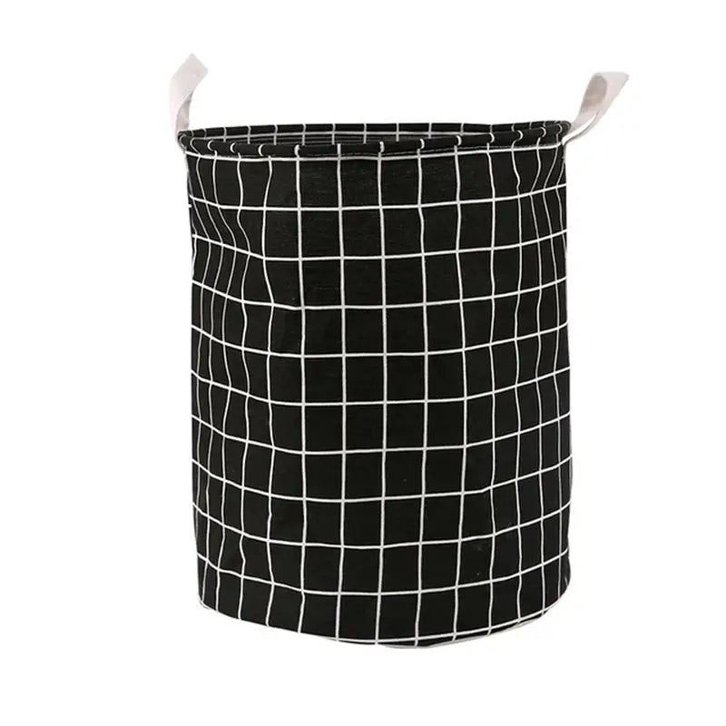 the black and white grid laundry basket