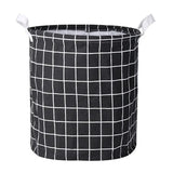 the black and white grid laundry basket