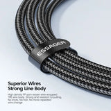a black and white braided cable with the words super wire