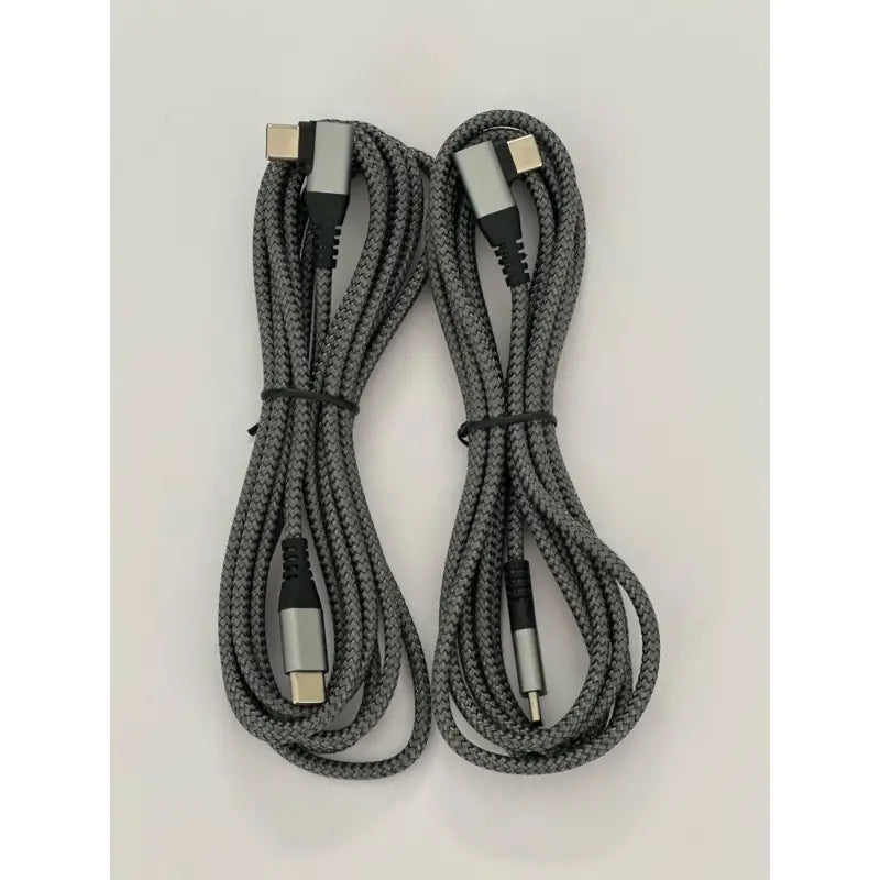 A black and white braided usb cable