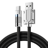 a black and white cable with a silver connector