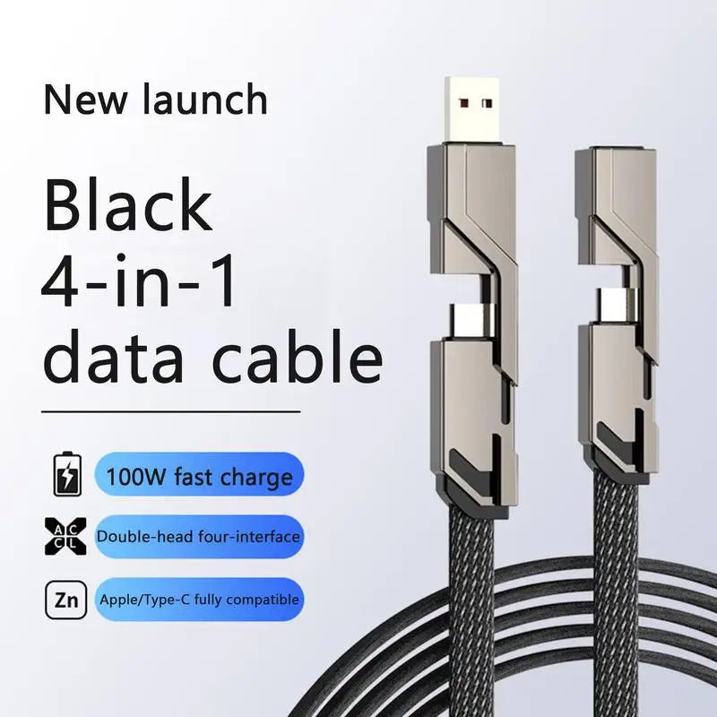 a black and white cable with the words back 4 in 1 cable