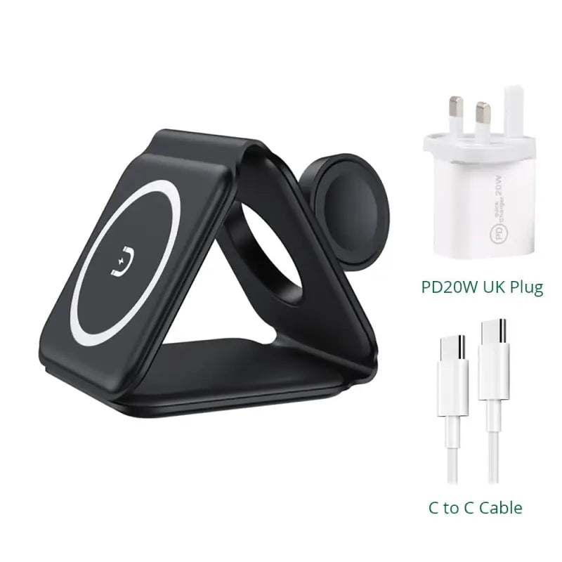 the charging stand with a usb cable and a charger