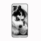 a black and white husky dog phone case