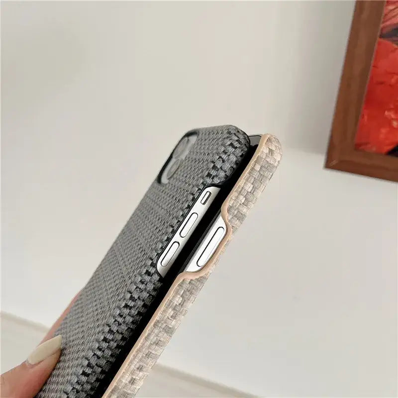 the back of a black and white iphone case