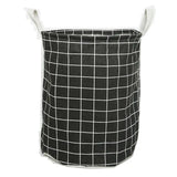 the black and white grid laundry basket
