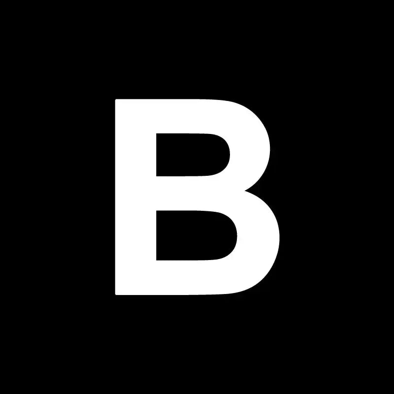 a black and white logo with the letter b
