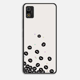 a black and white phone case with a pattern of pandas