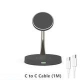 a black and white phone stand with a charging cable