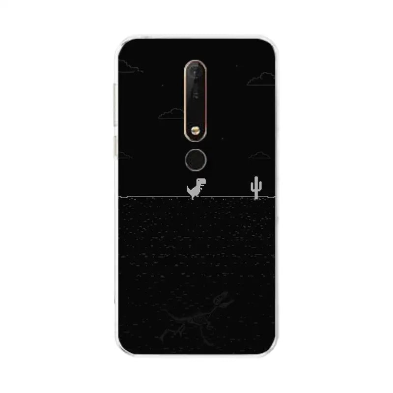 the back of a black and white phone case with a cactus on it