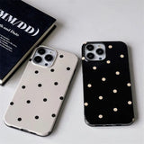 a black and white polka dot phone case