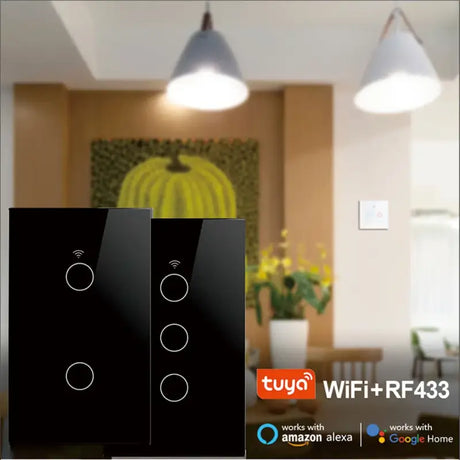 A black and white smart light switch