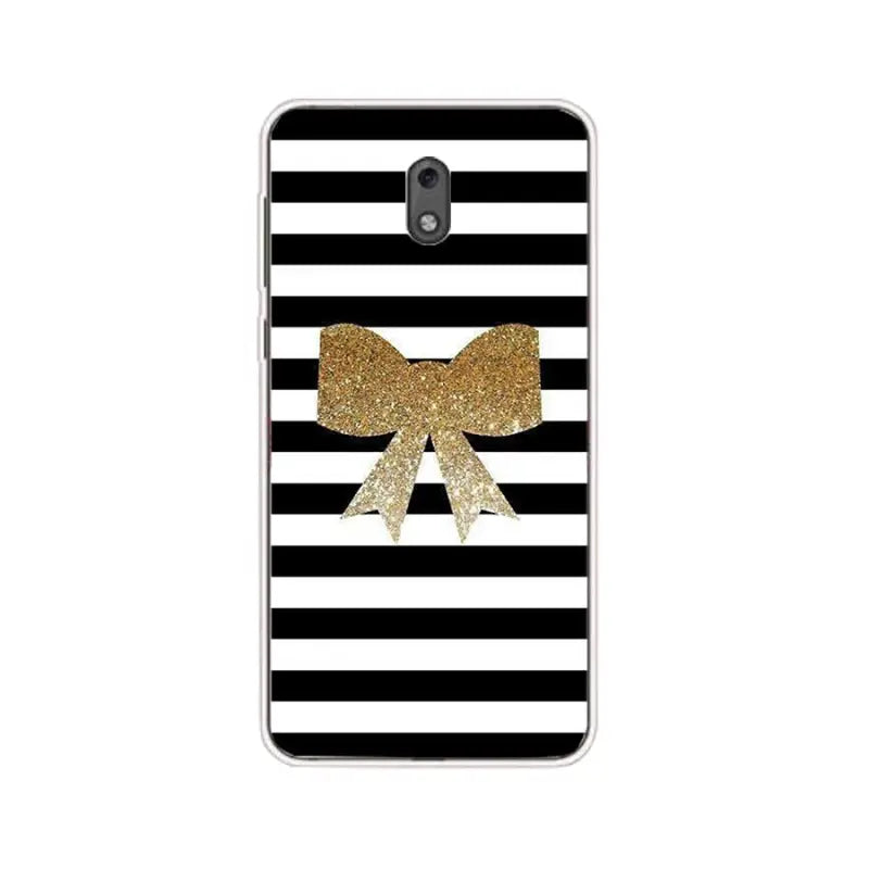 black and white stripes with gold glitter bow case for samsung s4