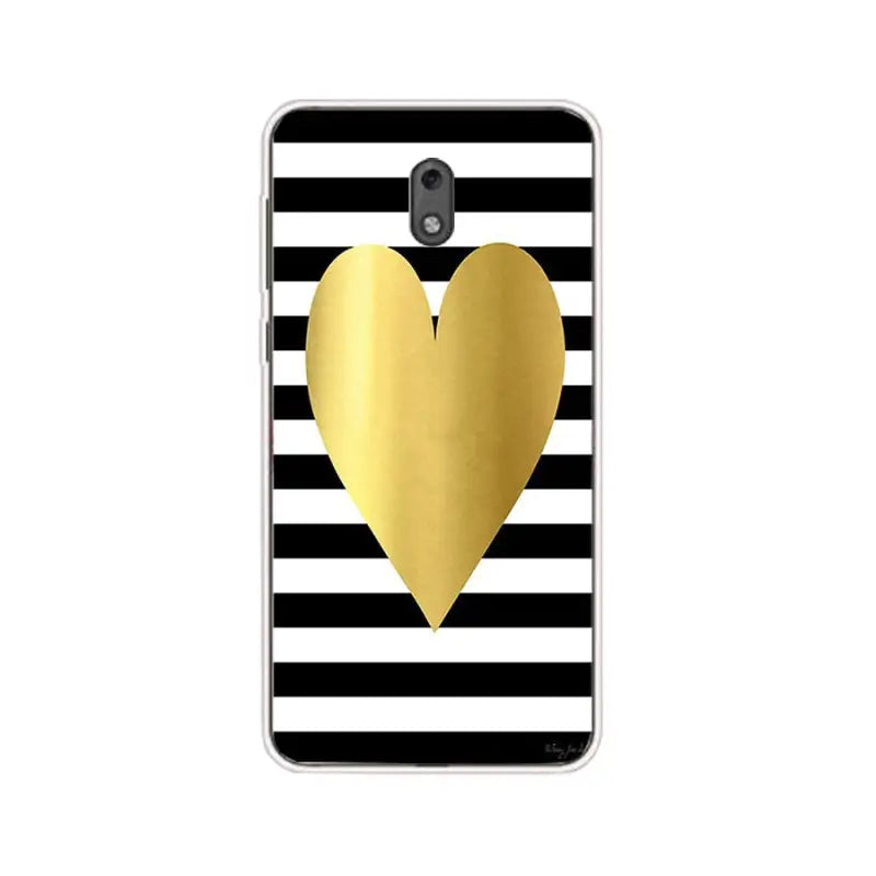 black and white stripes with gold heart case for samsung galaxy s4