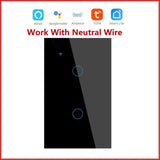 A black and white wall switch with the words work with neutral wire