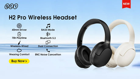 Black and white wireless headphones.