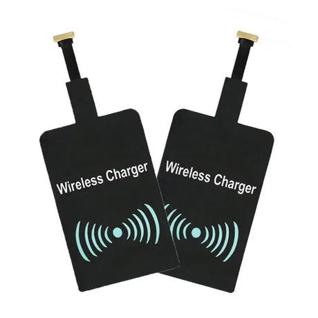 two black luggage tags with wireless charging on them