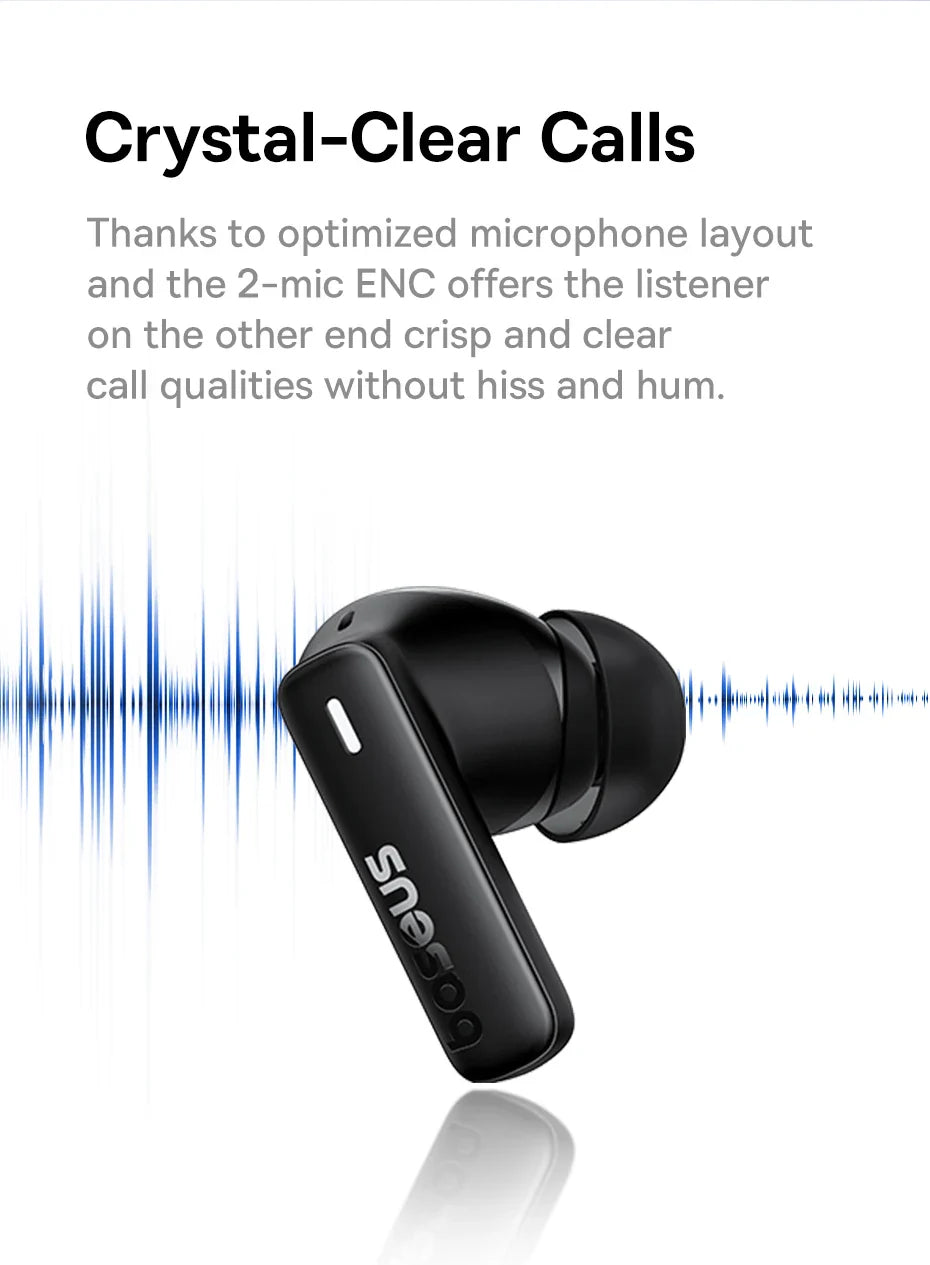 Black wireless earbud with a stem design.