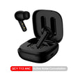 Black wireless earbuds with charging case.
