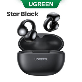 Black wireless earbuds with charging case.