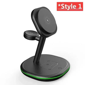 Black wireless charging stand.