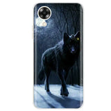 a close up of a phone case with a wolf on it