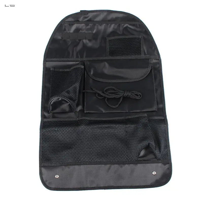 a black bag with a zipper and a pocket