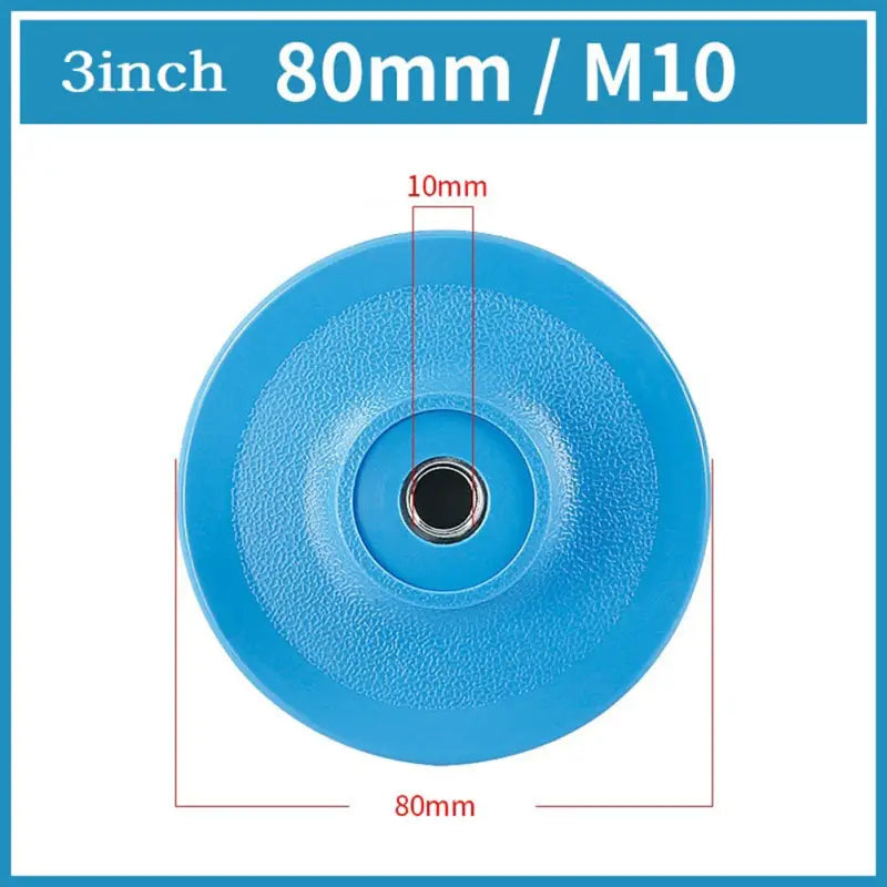 a blue plastic wheel with a hole in the middle