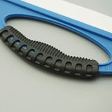 a blue plastic cutter with a white handle